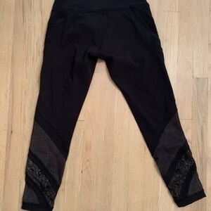 Lululemon Black Leggings with Sheer Lace Panels